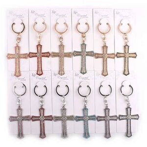 Dozen Crystal Cross Keychain - Assorted Colors